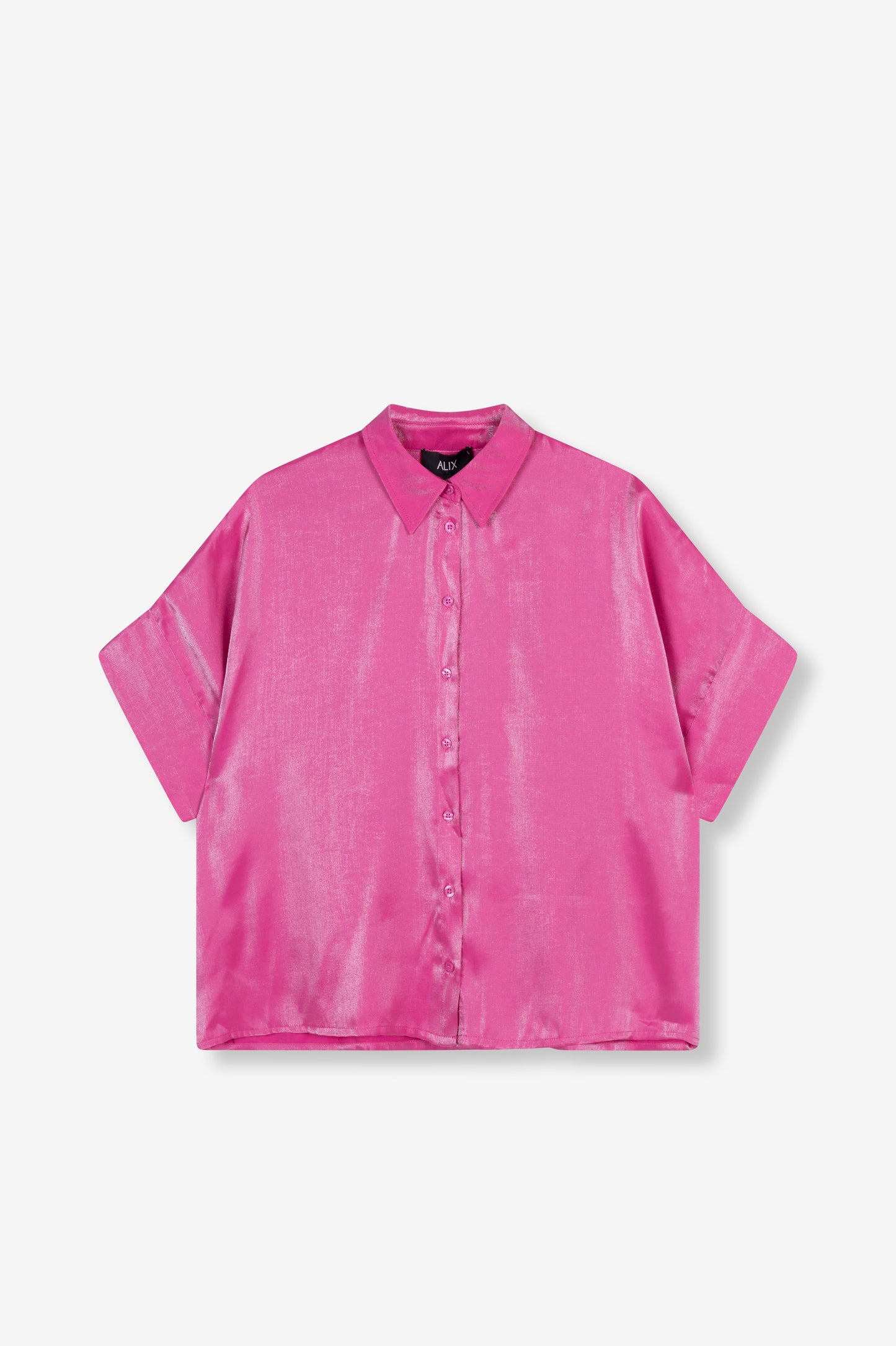 Shine Boxy Blouse- Bright Pink