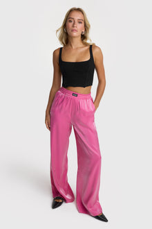 Shine Wide Leg Pants- Bright Pink